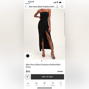 Lulus “After Hours Strapless Black Ruffled Maxi Dress”